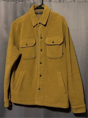Wren Men's Sherpa Fleece Shirt Jacket, Large, Butterscotch Brown